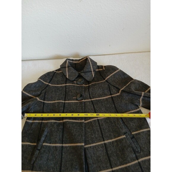 Zara Womens Short Coat XS Gray Checked Plaid Wool Blend 2 Button Front Swing - Picture 12 of 16